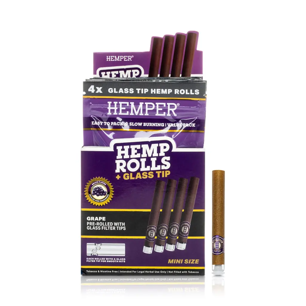 Blunt Hemp Rolls + Glass Tips Grape 4u Hemper