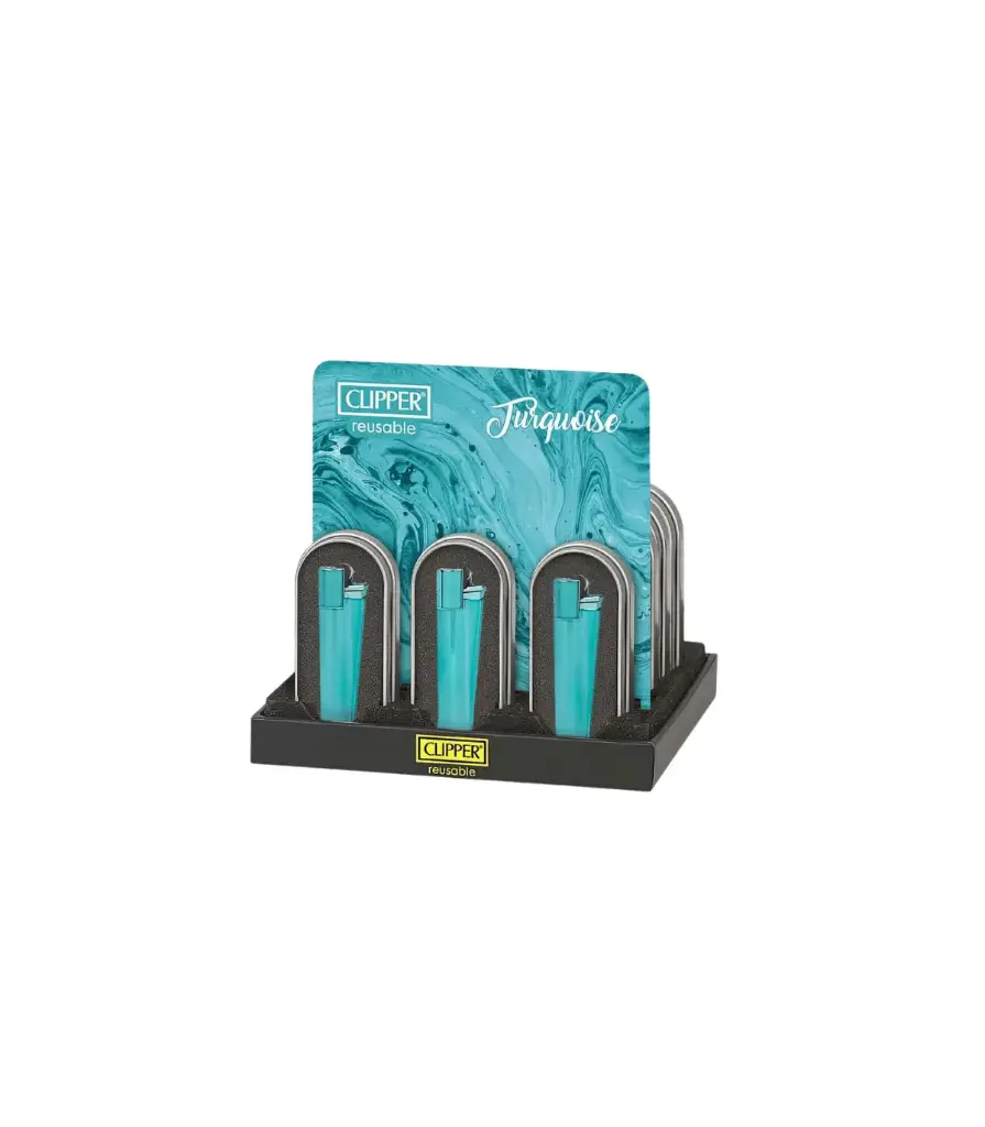 Encendedor Metalico Turquesa Clipper