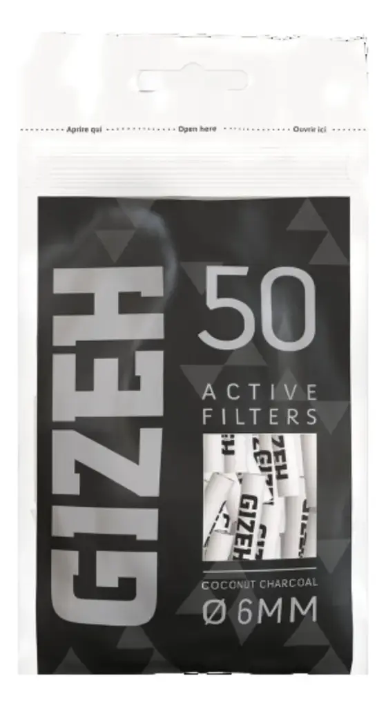 Filtro Carbón Activado 6mm 50u Black Gizeh