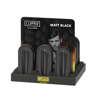 Encendedor Metálico Matt Black Clipper