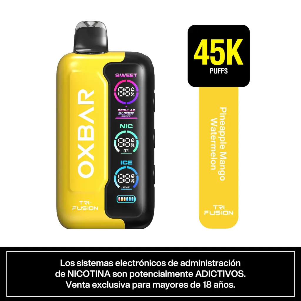 Vaporizador Tri Fusion 45k Puff Pineapple Mango Watermelon Oxbar