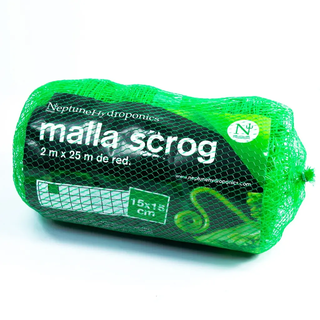 Malla SCROG Verde 15x15cm UV 2x25M Neptune Hidroponics