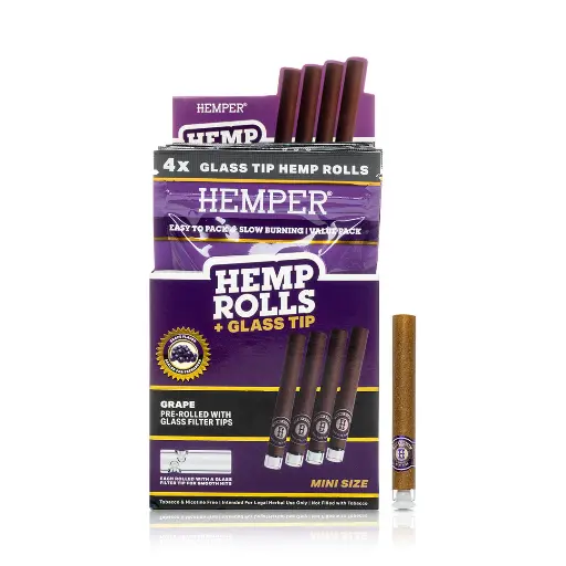 Blunt Hemp Rolls + Glass Tips Grape 4u Hemper